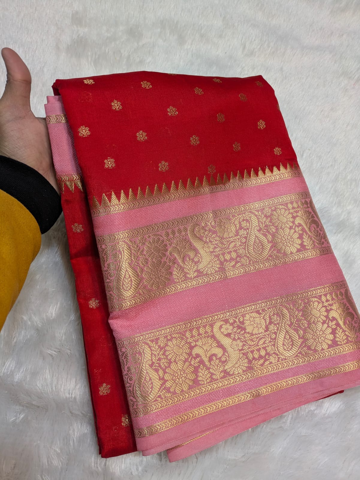 Red Banarasi Warm Silk Double Soft Sarees